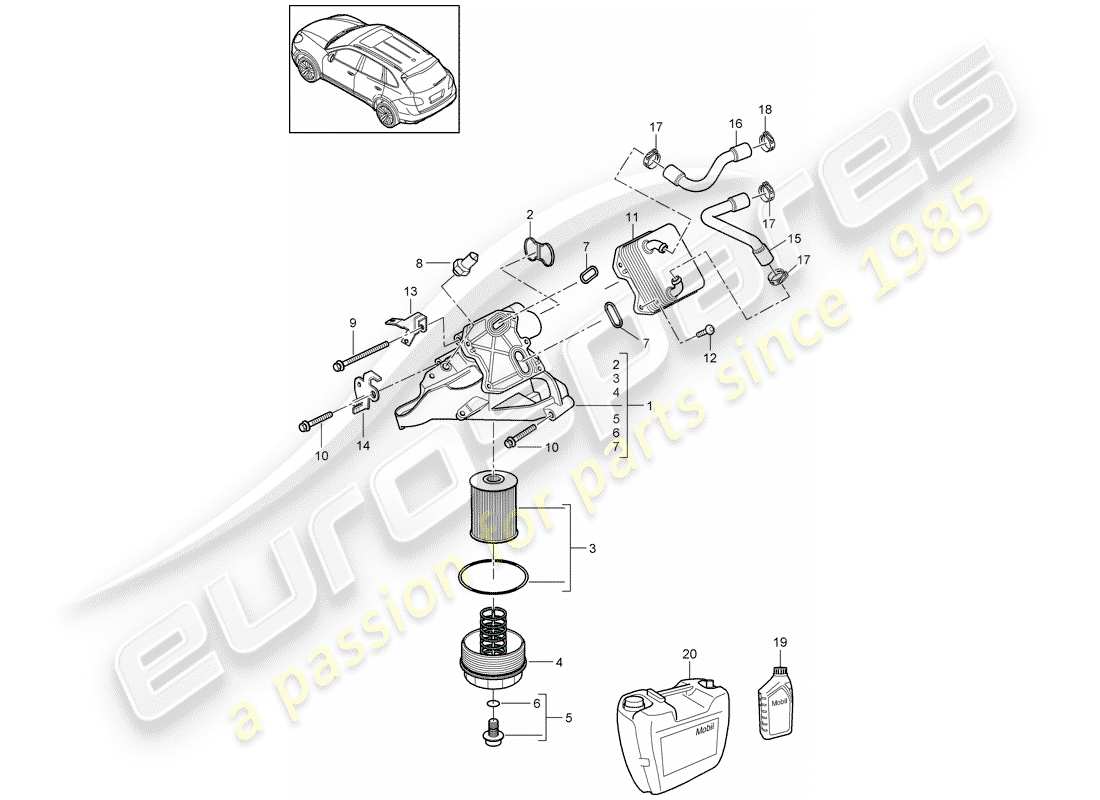 porsche 2011 (cayenne e2 92a) oil filter part diagram