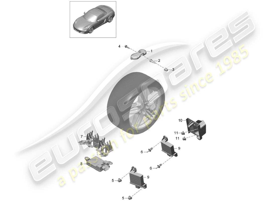 porsche 2013 (981 boxster) tire pressure control system parts diagram