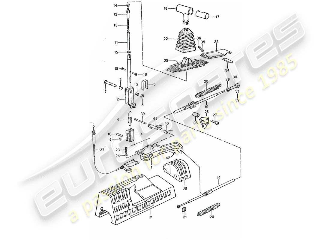 porsche 928 (1994) shift mechanism - for vehicles with - automatic transmission part diagram