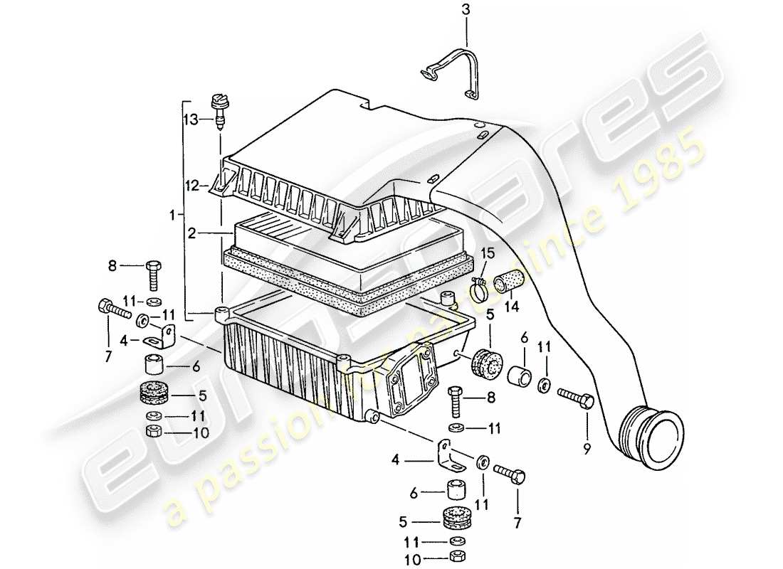 porsche 1991 (944) air cleaner system parts diagram