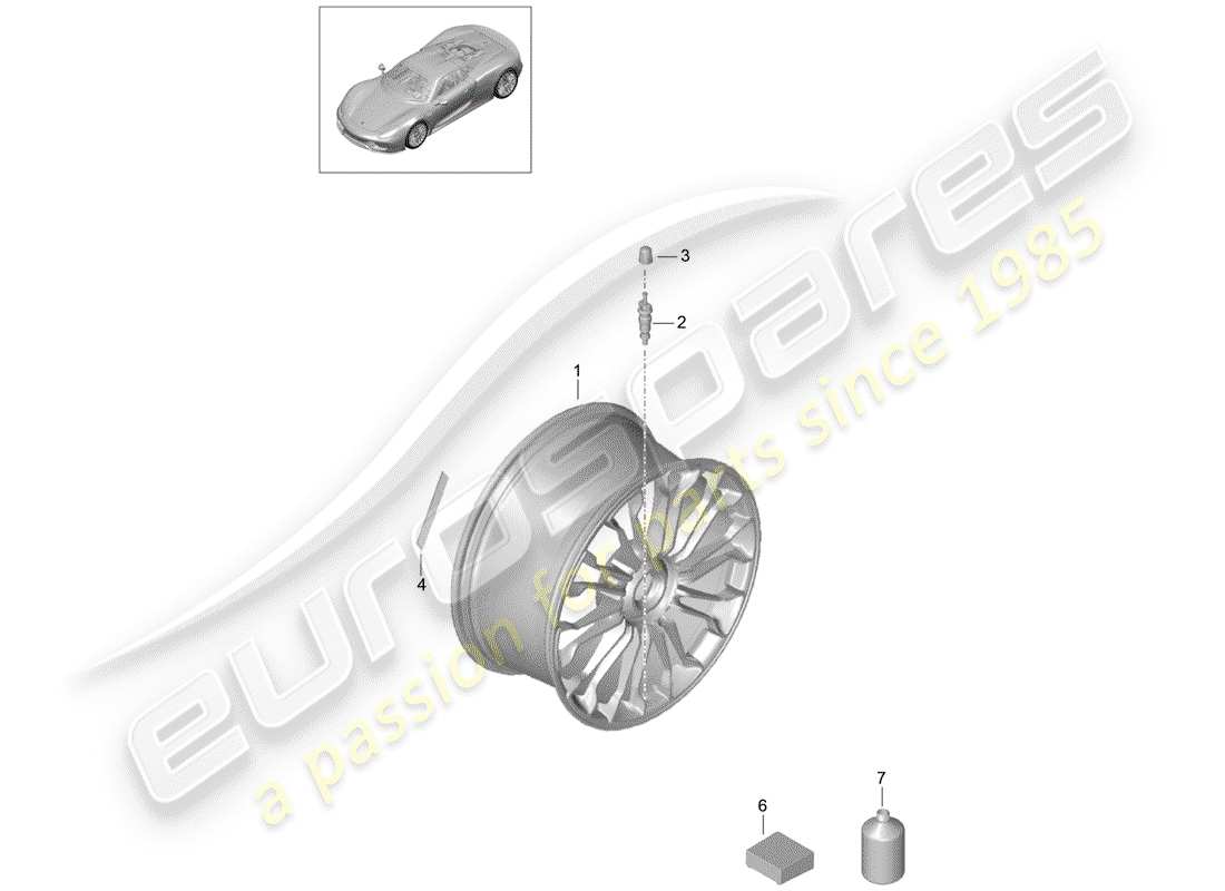 porsche 918 spyder (2015) wheels part diagram