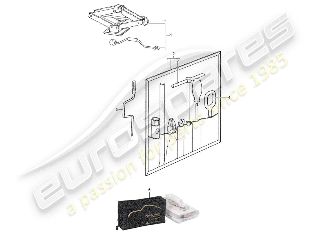 porsche 1990 (944) accessories - tool - first aid kit part diagram