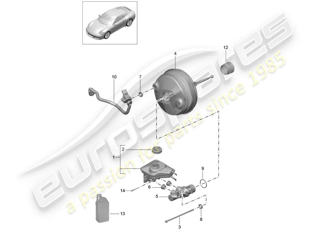 porsche 991 gen. 2 (2017) brake master cylinder part diagram