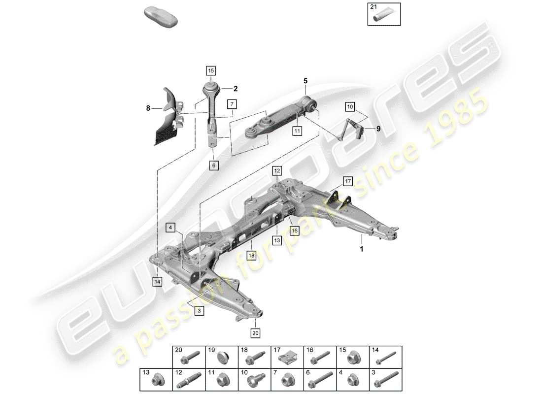 porsche 2019 (718 boxster spyder) cross member part diagram