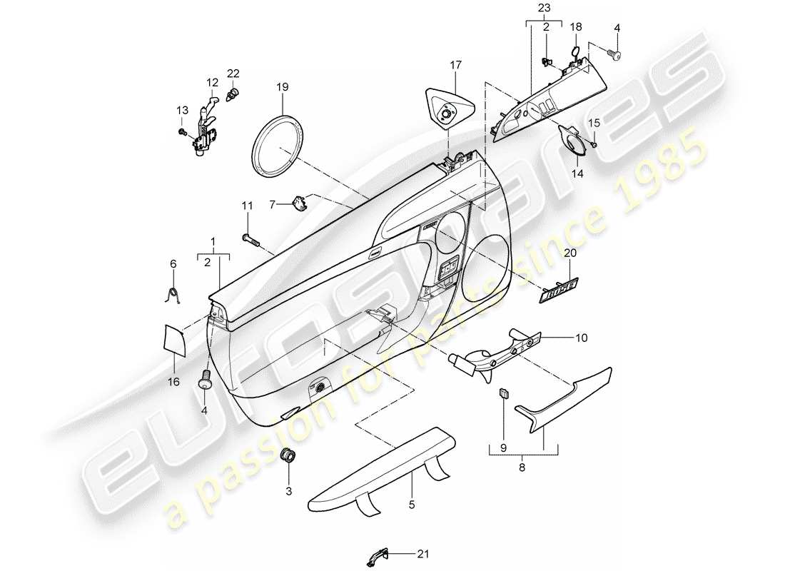 porsche 2006 (987 cayman) door panel part diagram