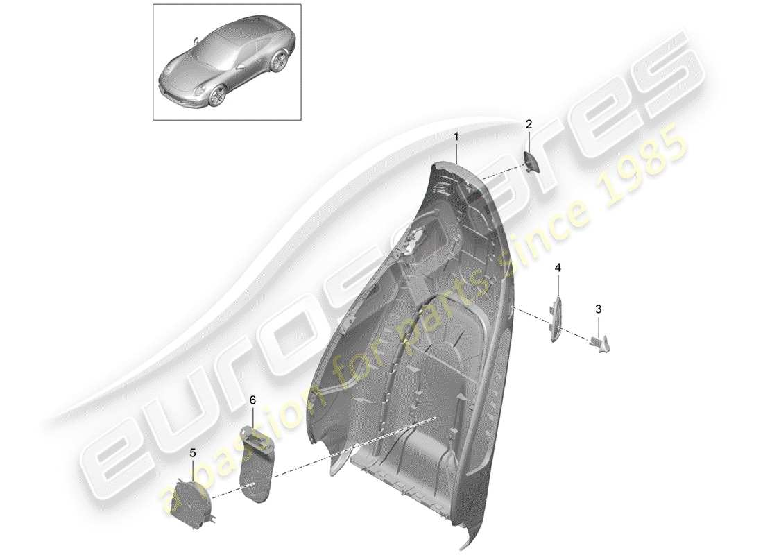 porsche 2015 (991-1) backrest shell part diagram