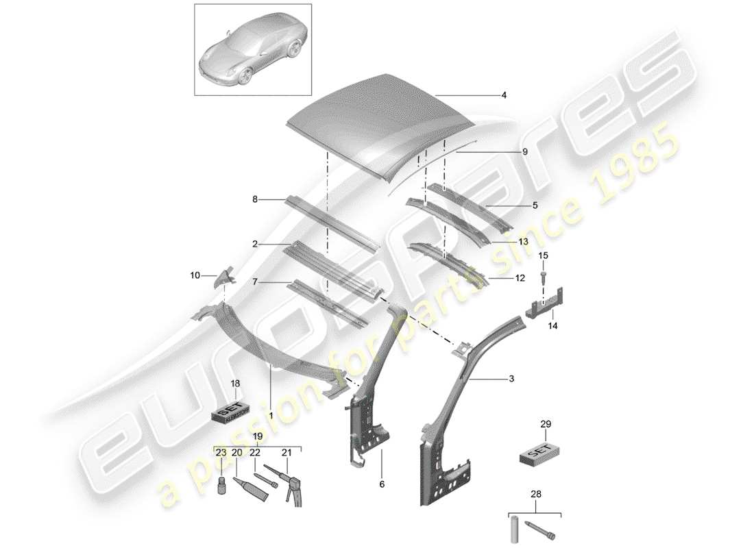 porsche 2015 (991-1) cowl part diagram