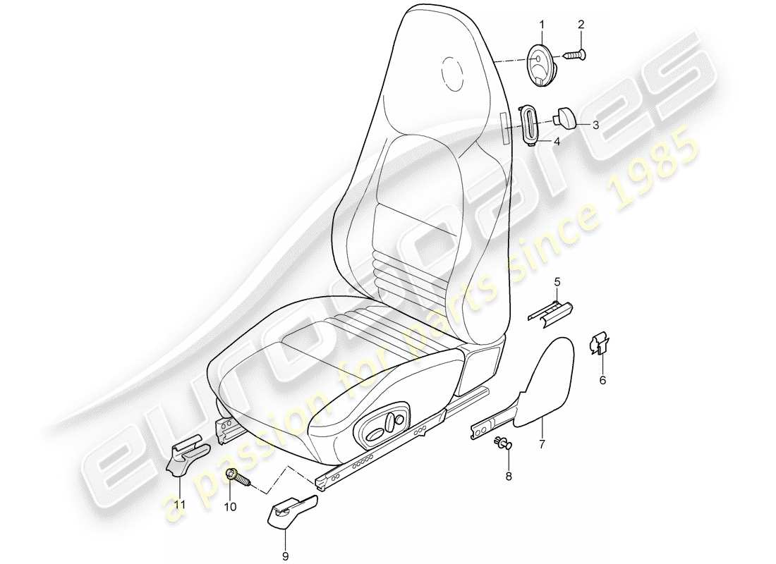 porsche 2000 (996) seat part diagram