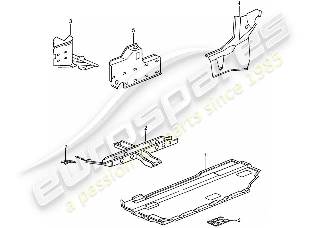 porsche 1994 (968) floor pan - reinforcement parts diagram