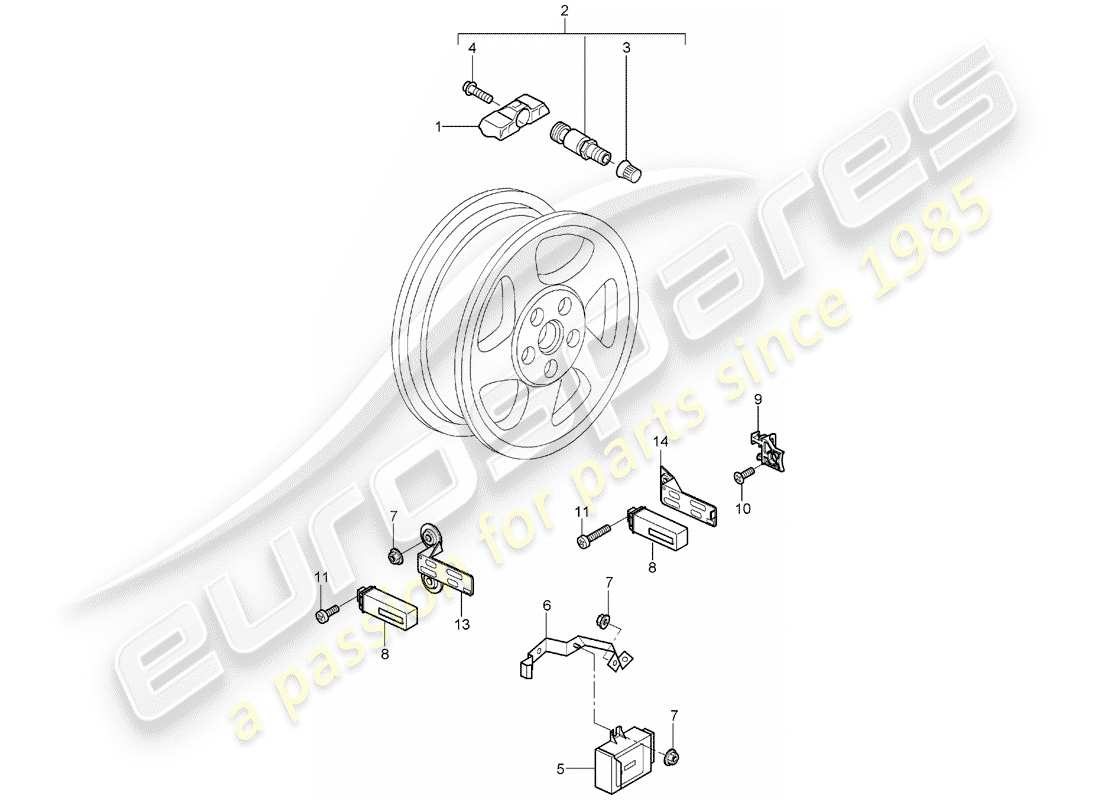 porsche 2008 (987 boxster) tire pressure control system parts diagram