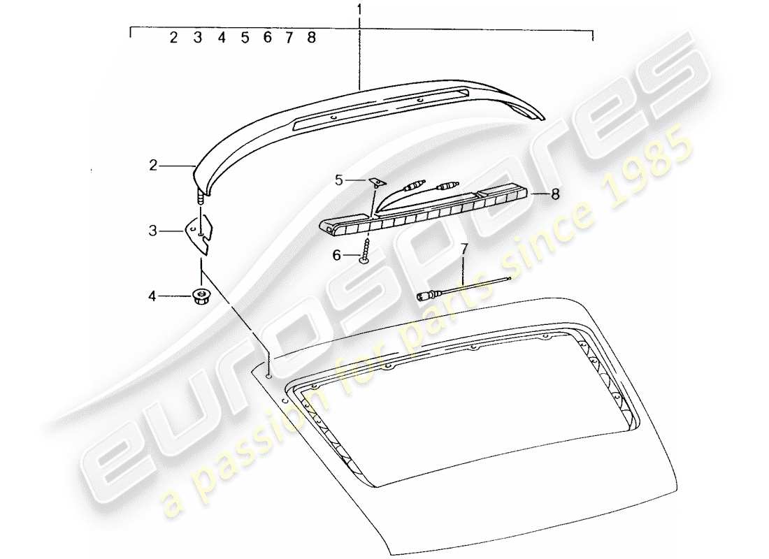 porsche 1990 (tequipment) additional brake light part diagram