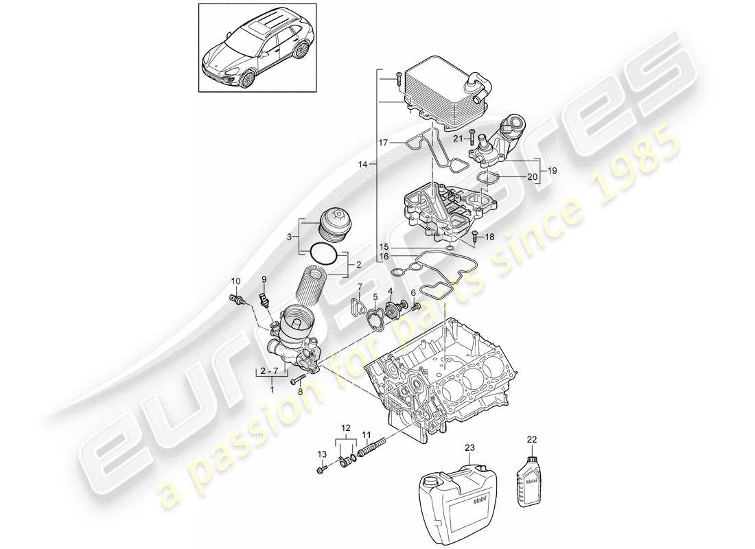 porsche 2011 (cayenne e2 92a) oil filter part diagram