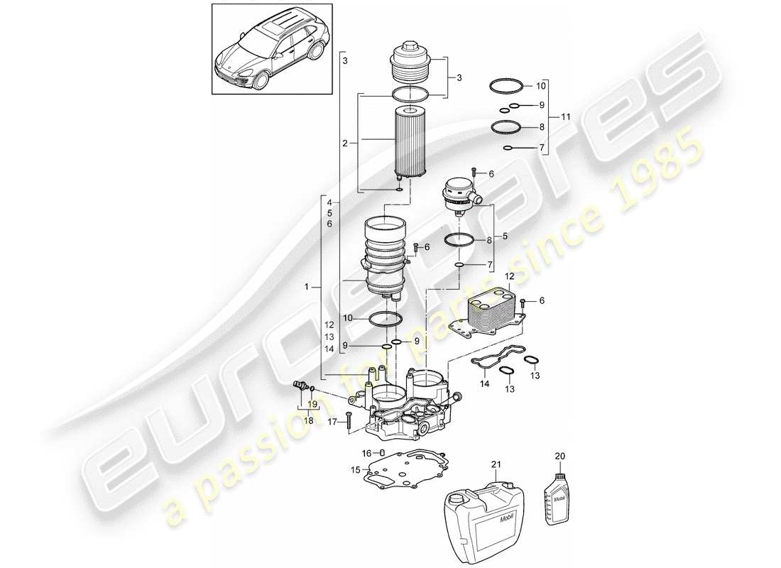 porsche 2016 (cayenne e2 92a) oil filter part diagram