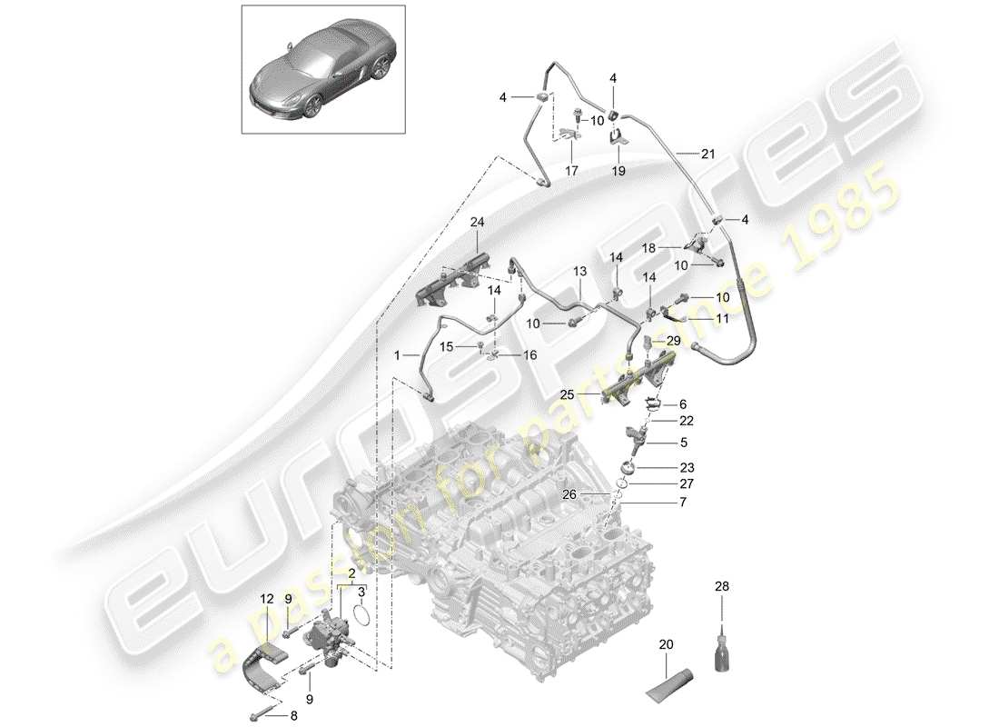 porsche 2013 (981 boxster) fuel collection pipe parts diagram