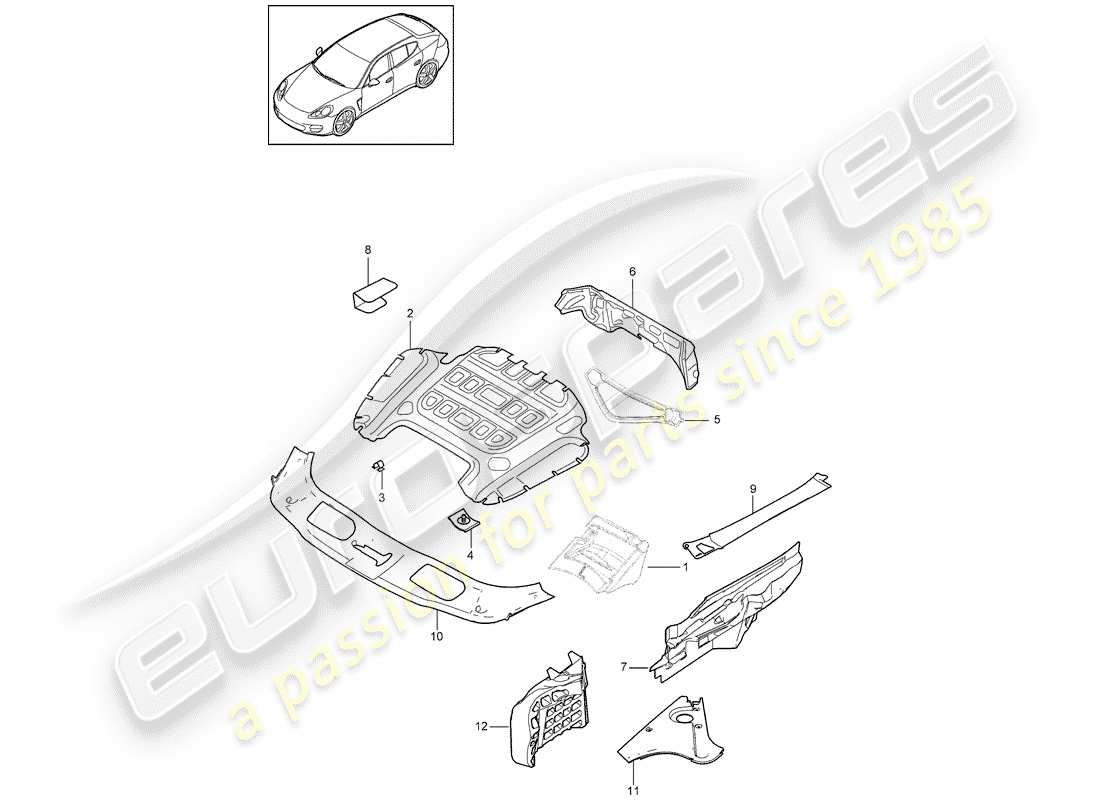 porsche 2016 (panamera 970) sound absorber parts diagram