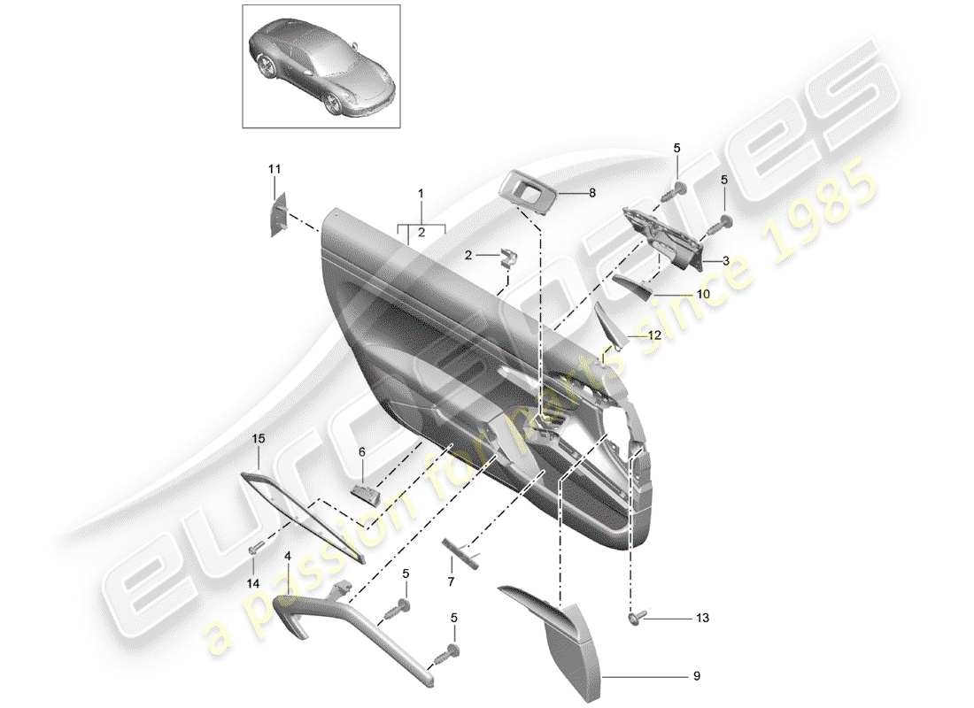 porsche 2015 (991-1) door panel part diagram