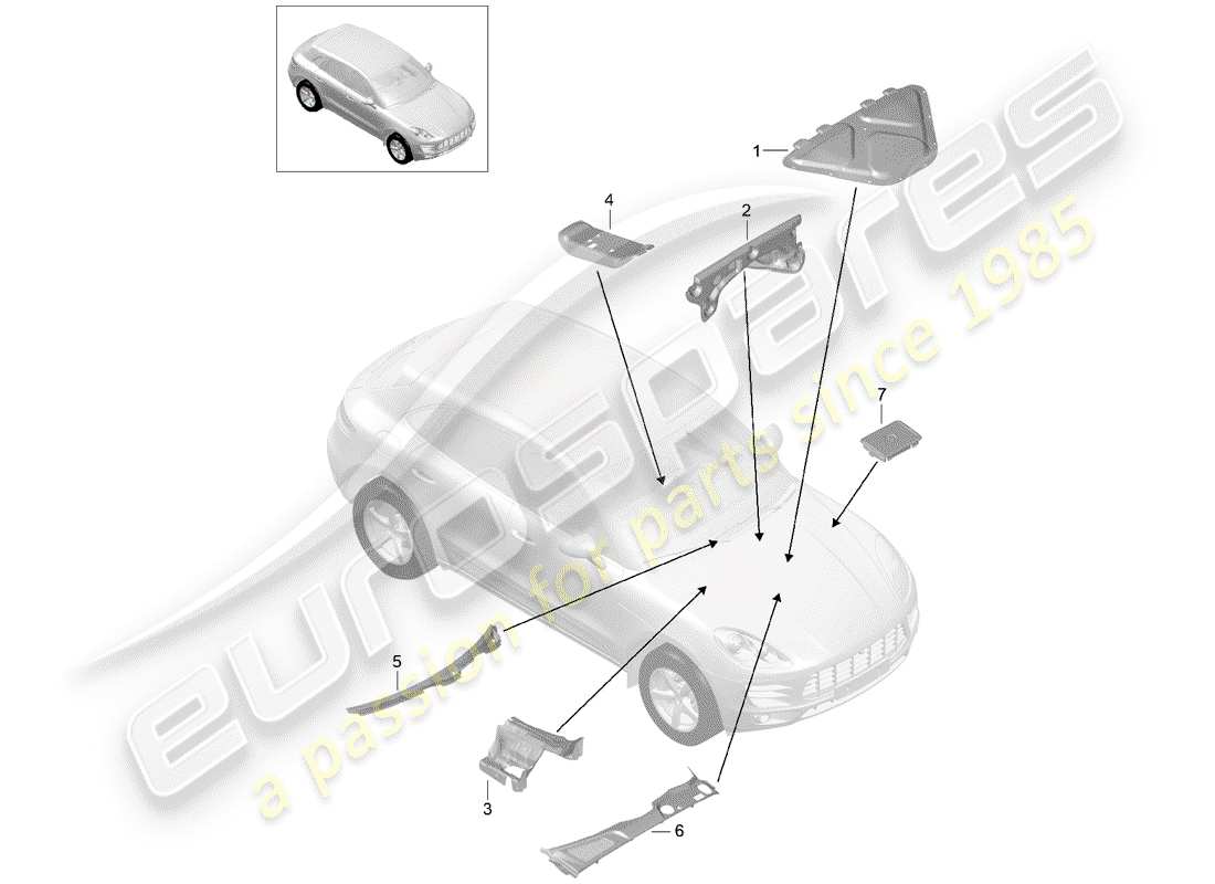 porsche 2017 (macan) sound absorber parts diagram