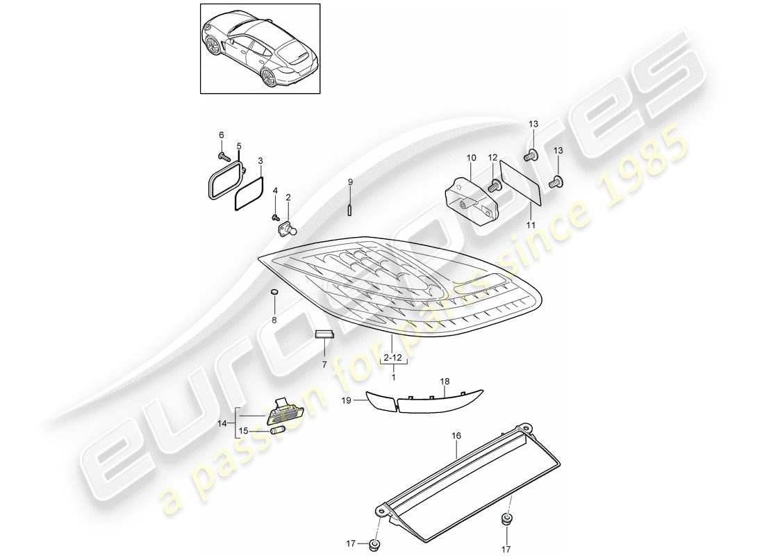 porsche 2011 (panamera 970) rear light part diagram