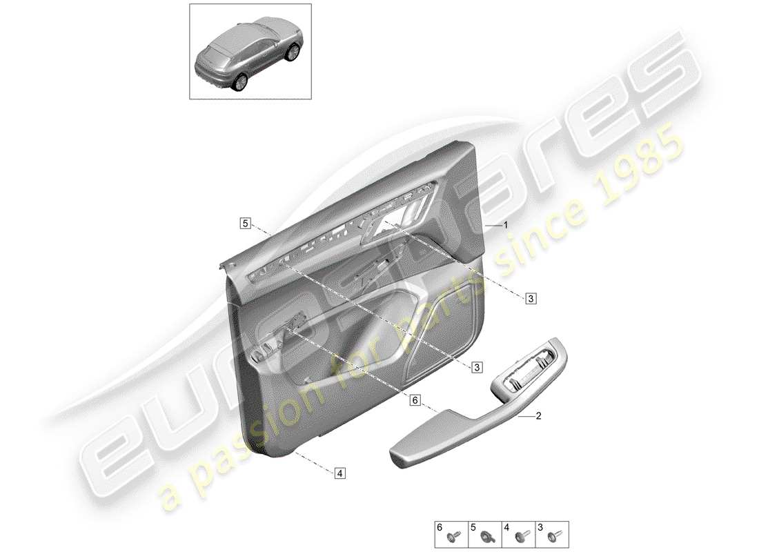 porsche 2020 (macan) door trim panels part diagram
