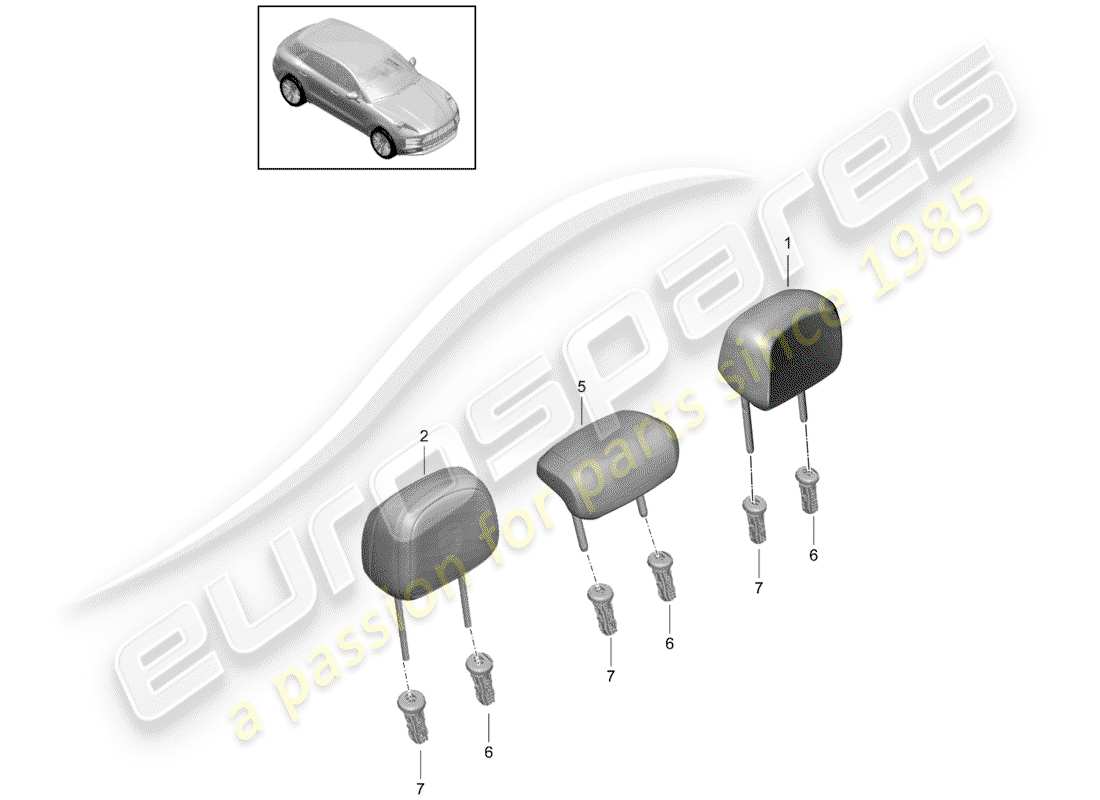 porsche 2020 (macan) headrest part diagram
