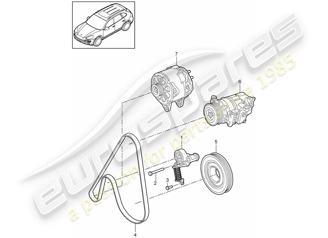 porsche 2018 (cayenne e2 92a) belt tensioner parts diagram