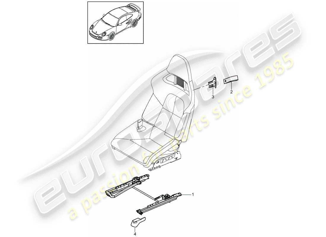 porsche 2012 (997-2 turbo / gt2 rs) seat part diagram