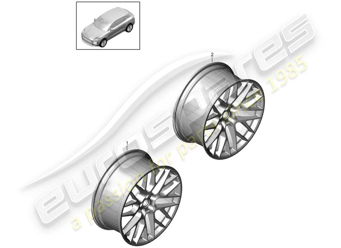 porsche 2020 (macan) alloy wheel part diagram