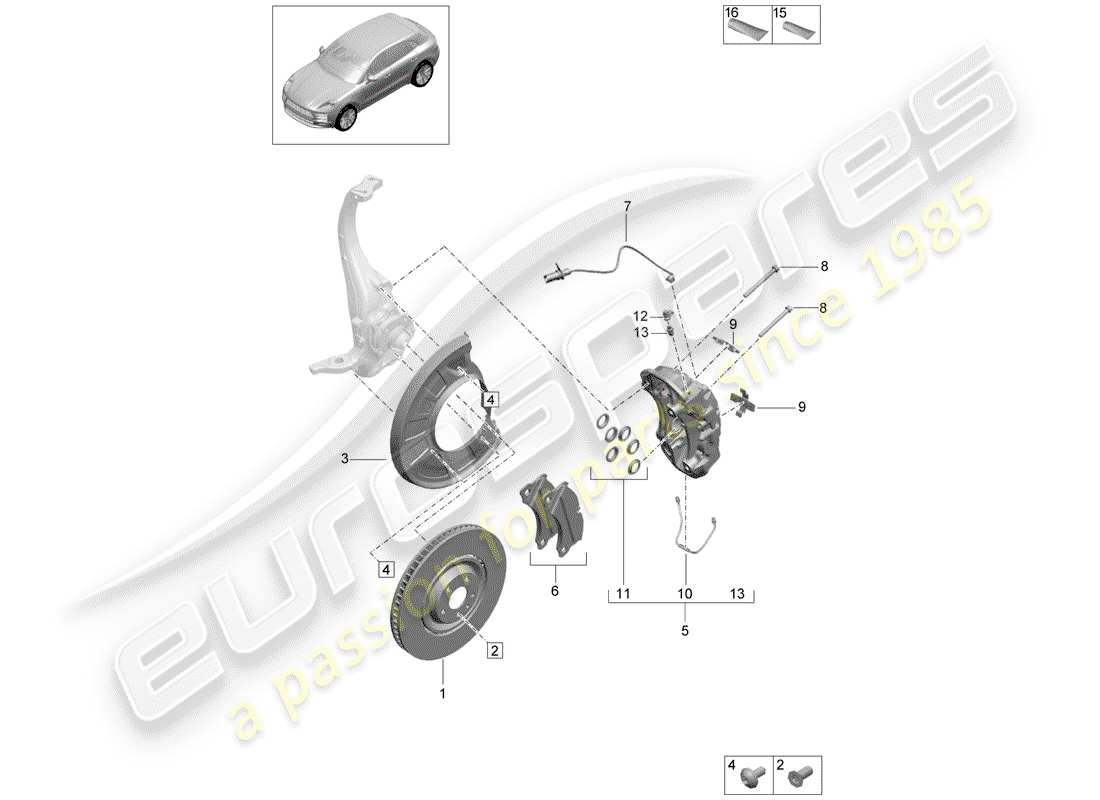 porsche 2020 (macan) disc brakes part diagram