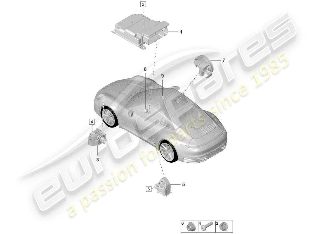 porsche 2019 (992-1) air bag control module parts diagram
