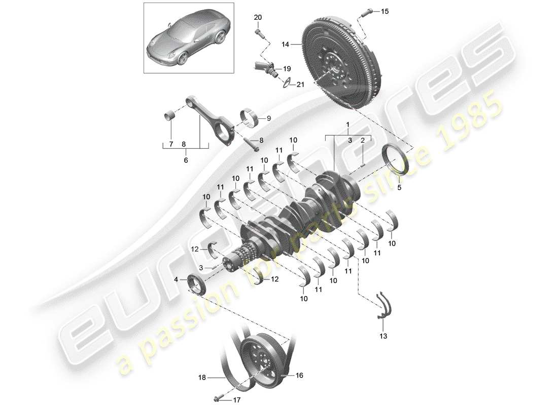 porsche 2014 (991-1) crankshaft part diagram