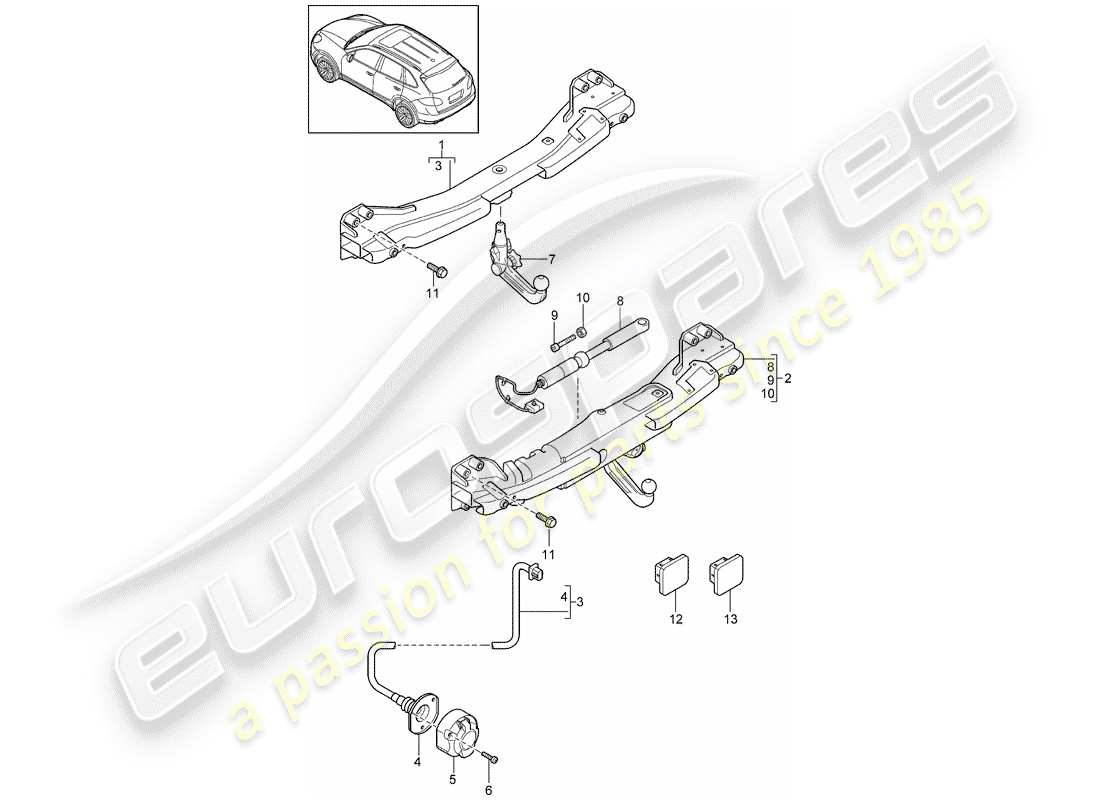 porsche 2012 (cayenne e2 92a) tow hitch part diagram