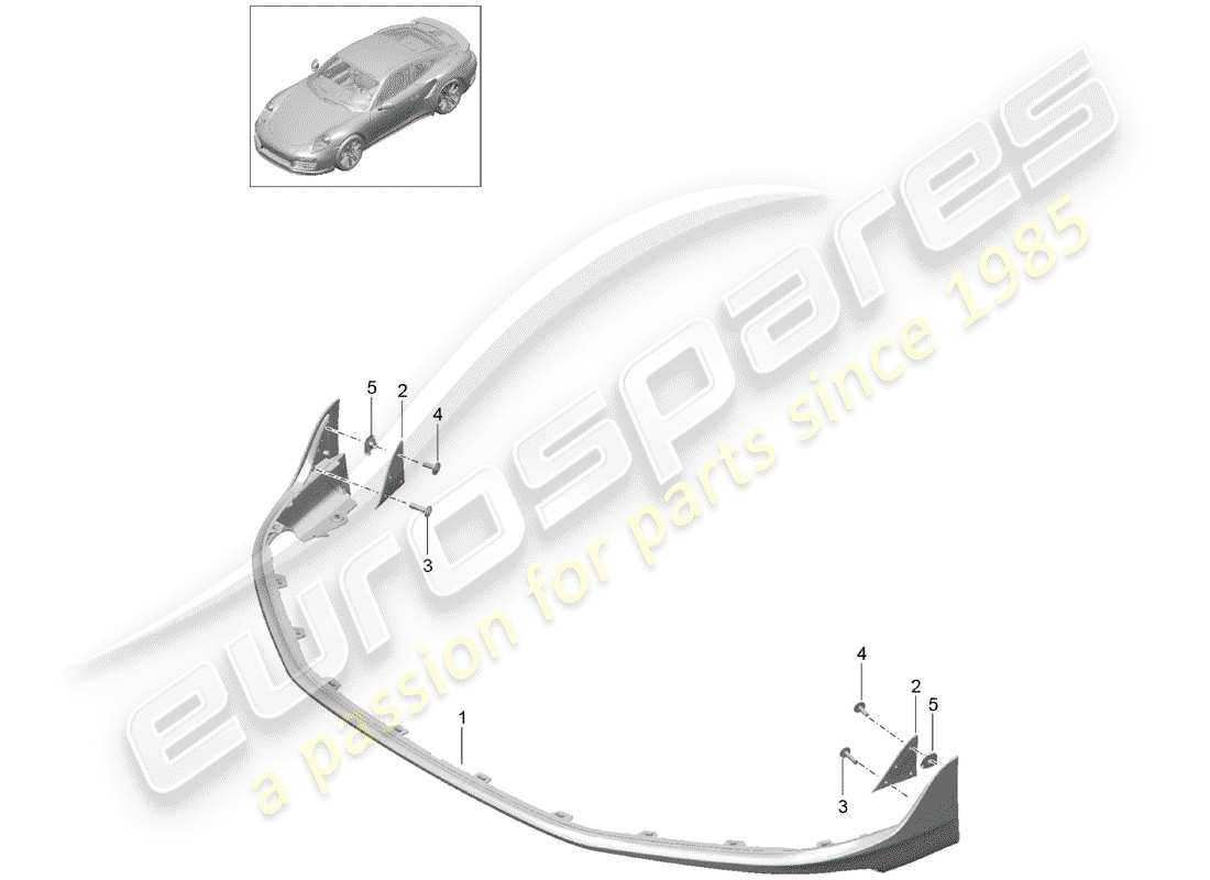porsche 2019 (991-2 turbo) front spoiler part diagram
