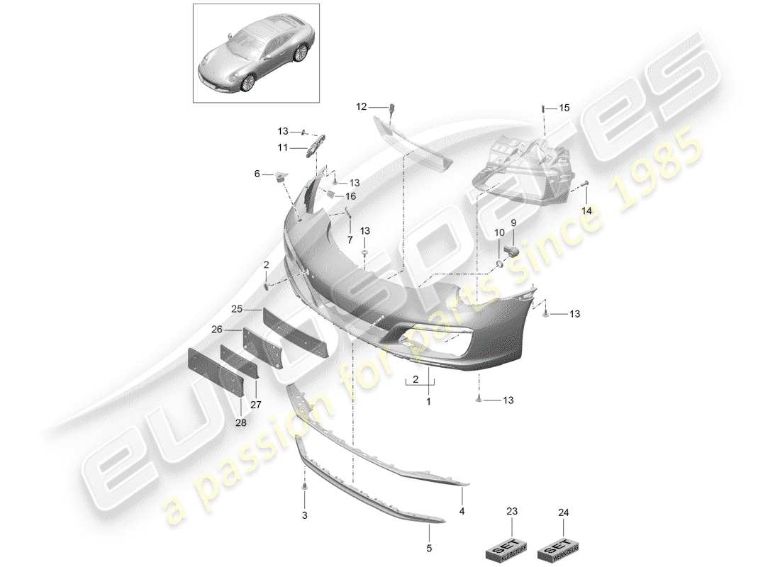 porsche 2017 (991-2) bumper part diagram