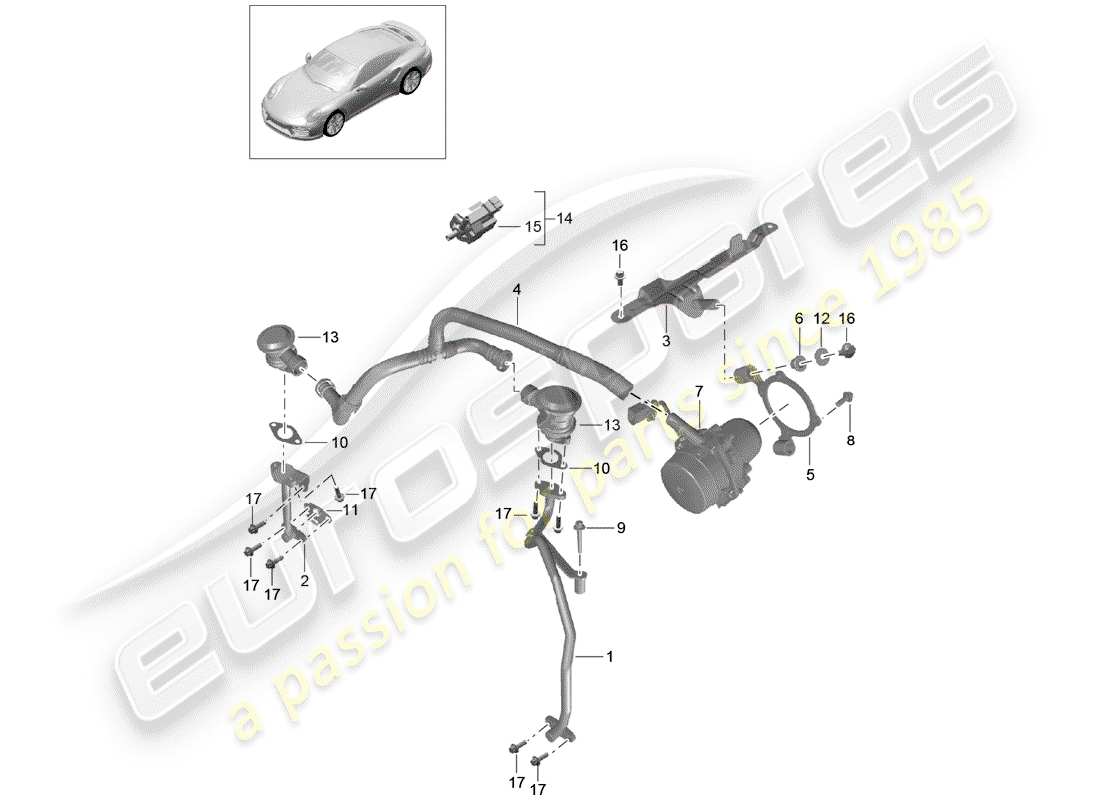 porsche 2020 (991-2 turbo) secondary air pump part diagram