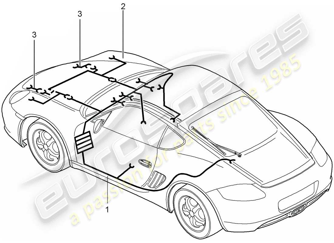 porsche cayman 987 (2010) wiring harnesses part diagram