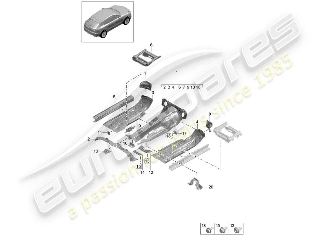 porsche 2020 (macan) floor plates part diagram