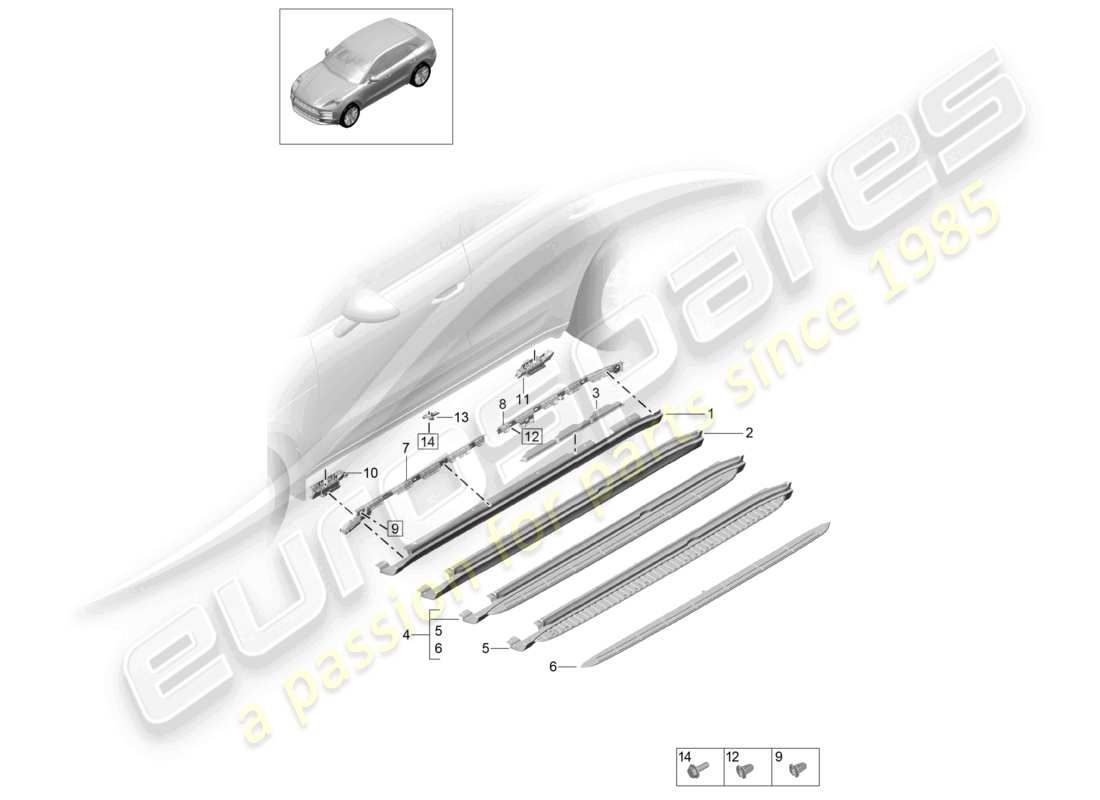 porsche 2020 (macan) side member trim accessories sill parts diagram