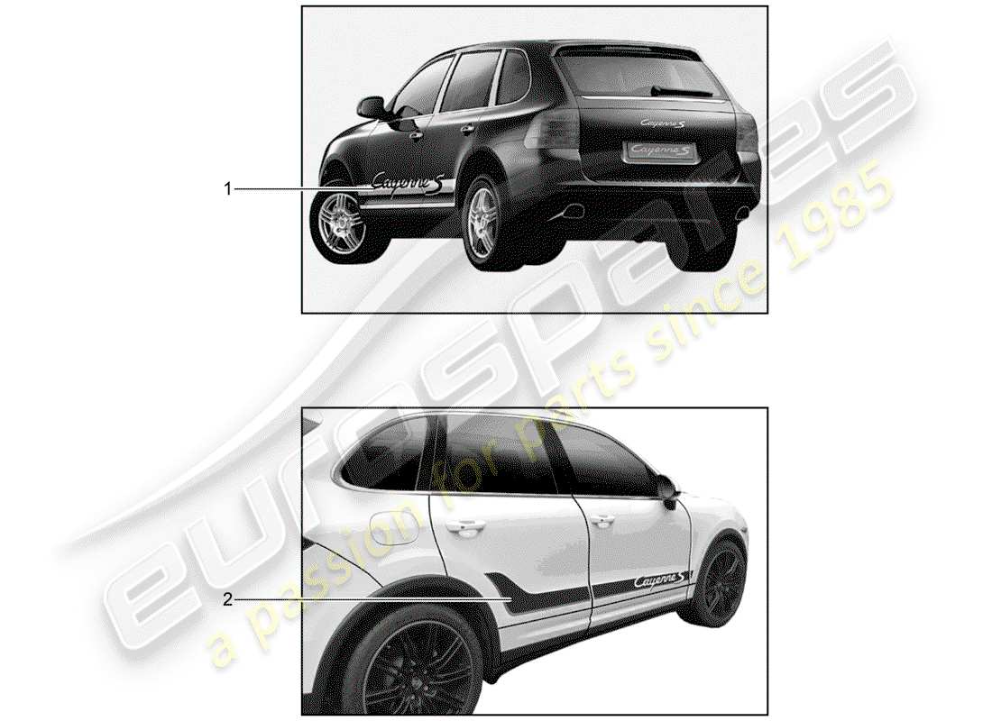 porsche 2008 (tequipment cayenne) trim foil part diagram