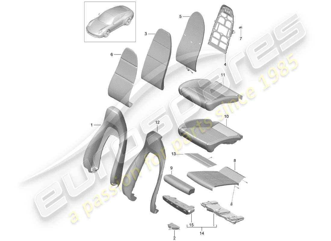 porsche 2015 (991-1) foam part part diagram