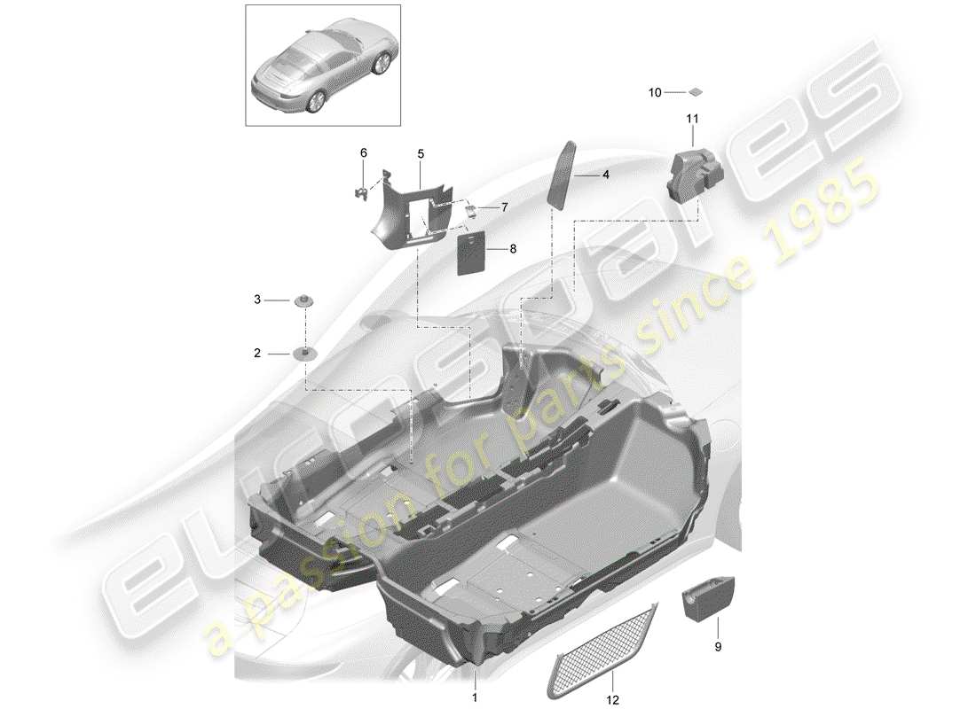 porsche 2015 (991-1) floor cover part diagram