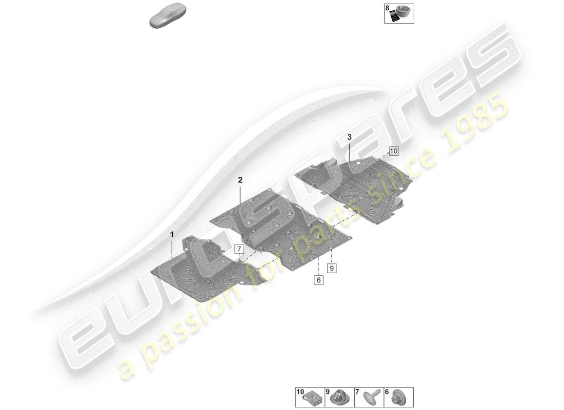 porsche 2019 (992-1) underbody lining parts diagram