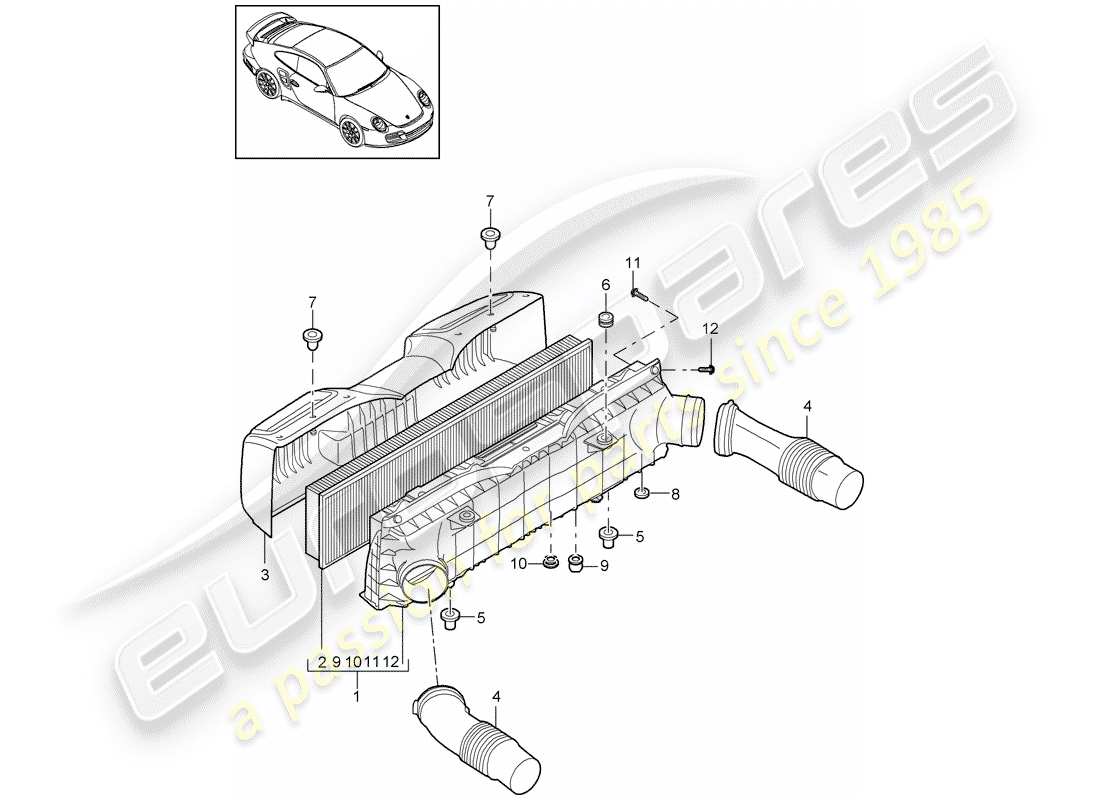 porsche 2012 (997-2 turbo / gt2 rs) air cleaner part diagram