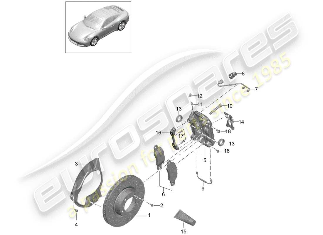 porsche 2017 (991-2) disc brakes part diagram