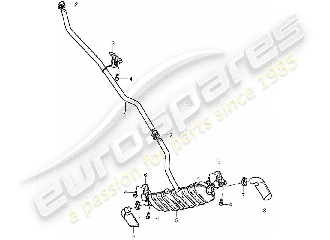 porsche cayenne (2004) exhaust system part diagram