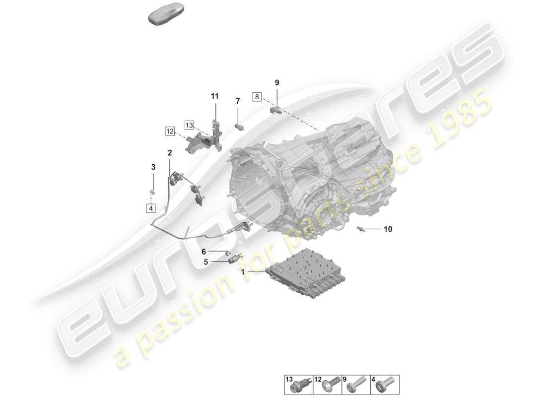 porsche 992 (2019) 8-speed dual clutch gearbox part diagram
