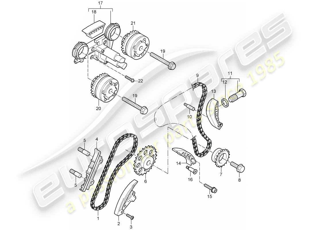 porsche 2003 (cayenne e1 9pa) timing chain part diagram