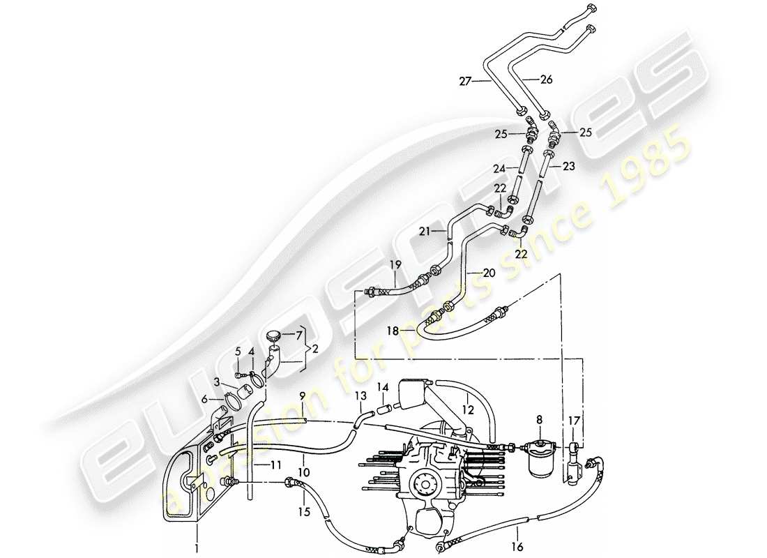 porsche 1954 (356/356a) oil container - oil filter part diagram