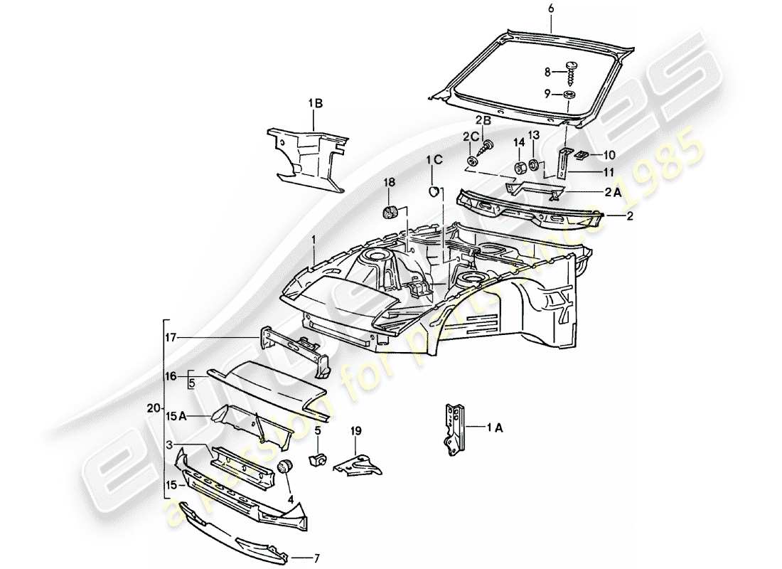 porsche 1981 (924) front part part diagram