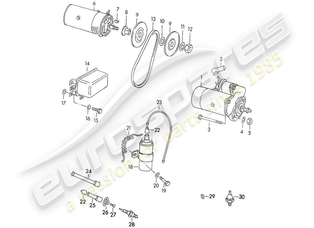 porsche 1956 (356/356a) electrical equipment - engine parts diagram