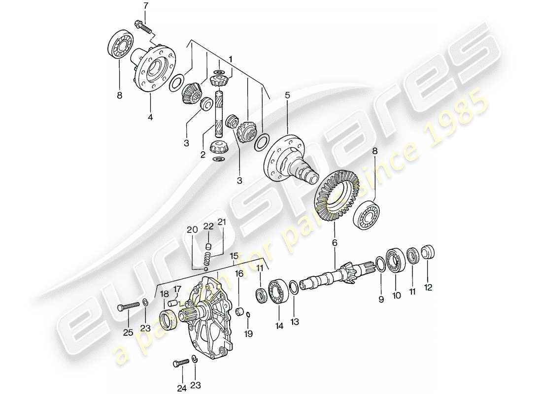 porsche 924 (1978) differential - automatic transmission part diagram